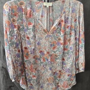 Lucy & Laurel Floral Blouse - Red, Purple, Green